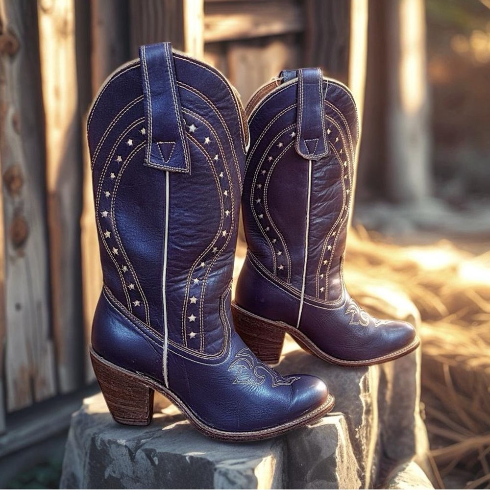 Women’s Size 7.5 M - Miss Capezio Vintage Cowboy Western Boots Purple